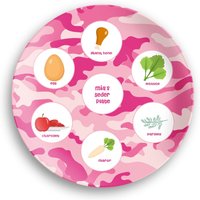 Personalisierte Seder Teller Pink Camo | Benutzerdefinierte Namensteller Kindergeschirr-Set Ob Teller, Schüssel, Becher Oder Tischset Pessach von Prsnlizationstation
