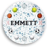 Personalisierte Splatter Sport | Basketball| Feldhockey| Fußball| Golf Benutzerdefinierte Namensteller Kindergeschirr-Set Ob Teller, Schüssel von Prsnlizationstation