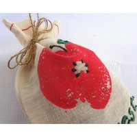 Herbst Dekor, Geschenk Für Einen Lehrer, Apfeldruck, Apfel Kleine Bedruckte Musselin Tasche, Ernte Sack von PruVisions