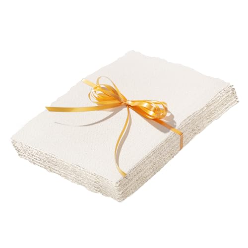 50 Blatt Büttenpapier, 12,7 x 17,8 cm, 160 g/m², handgefertigtes Papier, raues/strukturiertes Aquarellpapier für Hochzeitseinladungen, Karten, Bastelarbeiten von Prudiut