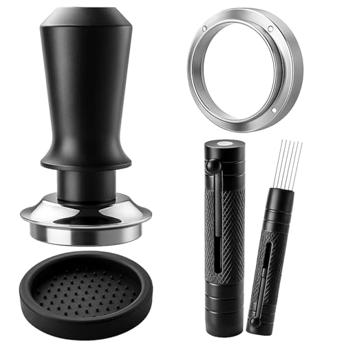 51 mm Espresso-Zubehör-Set, enthält einen Kaffeestampfer, ein Espresso-WDT-Werkzeug, einen magnetischen Dosiertrichter und ein rundes Silikon-Pad, Espresso-Kaffee-Tamper-Set für Siebträger von Prudiut
