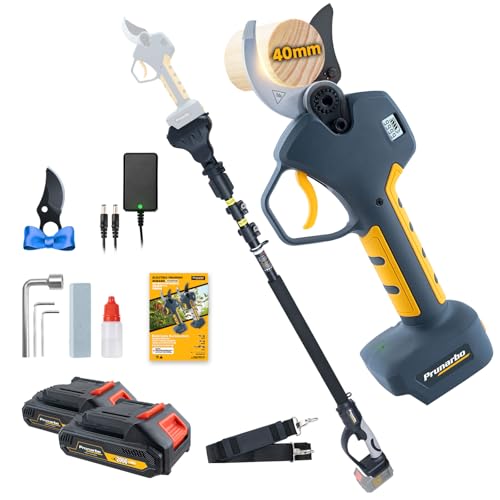 Prunarbo 2-in-1 Elektrische Gartenschere mit Teleskopstiel 40MM 18V Brushless 2 2Ah Akku Astschere Kompatibel mit Makita Akkus (PR-E40-Pruner+Pole Set) von Prunarbo