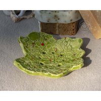 Flora Iv - Keramik Seifenschale Soap Dish Handmade, Handgemacht von PrunkwindeKeramik