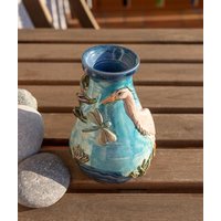 Kleine Vase Mit Libelle Und Kranich-Keramik Handgemacht Kleine Vase Mit Libelle Und Kranich-Keramik Handgemacht von PrunkwindeKeramik