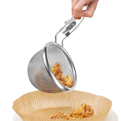 Löffel mit Löchern, Pfannenwender, Sieb aus lebensmittelechtem Edelstahl, Löffel mit Sieb aus Metall, Metallsieb zum Frittieren von Pruojhw