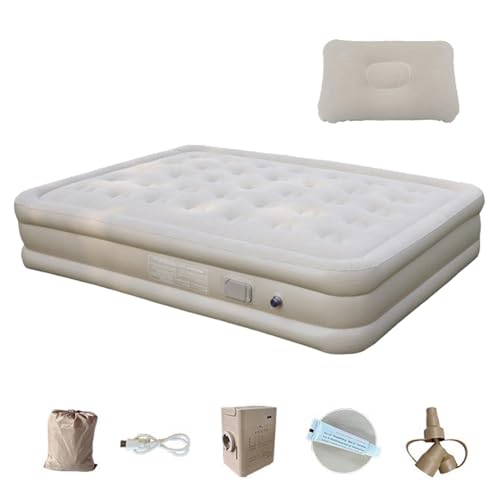 Pruojhw Camp Sleeping Pad, Campingmatratze aufblasbar | Campingmattress mit doppeltem Bett – Luxusmatte mit integrierter Pumpe für Outdoor und Reisen von Pruojhw