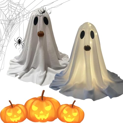 Pruojhw Deko,Halloween Dekoration Mit Integrierter LED-Beleuchtung - Zweiteiliger Ästhetischer Schmuck Als Wohnaccessoire Für Kamin Wohnzimmer Schlafzimmer Bad von Pruojhw