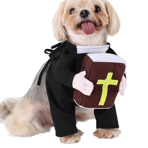 Pruojhw Hund Verkleidung Kostüm Halloween Hund Priester Kostüm | Tierbekleidung Niedliches Outfit Für Weihnachtsfeste Thematische Geburtstage | Ferien Halloween Partys Versammlung von Pruojhw