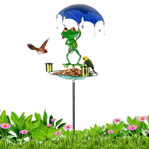 Pruojhw Vogelfutterhaus Für Draußen | Metall Antik-Design Freistehende Vogeltränke - Tiernapf Zubehör Für Garten, Rasen & Außenbereich Mit Stilvollem Vintage-Look von Pruojhw