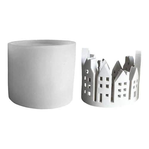 Teelicht-Kerzenhalter-Form, Kerzenhalter-Form - Ringhaus Gipsornamentform Hohlring Haus Silikonform Kerzenhalter Ornamente Silikonform Teelicht Kerzenhalter Form von Pruojhw