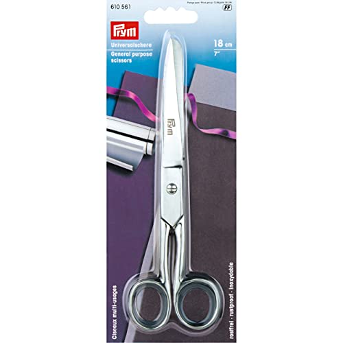 Prym UNIVERSAL Schere Ganzstahl 7'' 18 cm, Stahl, Silber von Prym