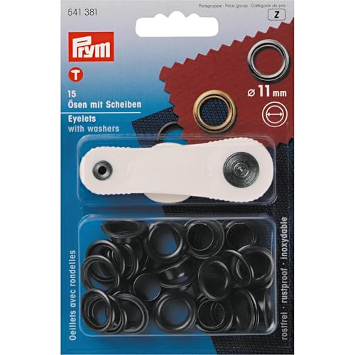 Prym 541381 Ösen und Scheiben Messing 11,0 mm brüniert, Metal, 11 mm Prym 541381 Ösen und Scheiben Messing 11,0 mm brüniert, Metal, 11 mm von Prym