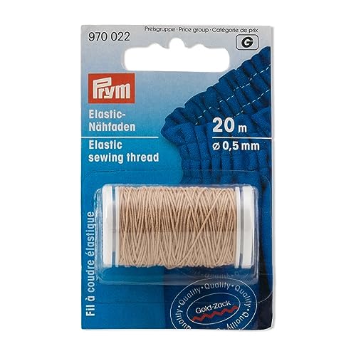 Prym 970022 Elastic-Nähfaden 0,5 mm Sand, Polyester, beige, Ø 0,5mm von Prym