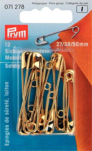 Prym 071278 Sicherheitsnadeln, Nr.1-3, 27/38/50mm, Sortiert, goldfarbig, Messing von Prym