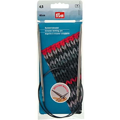 Prym 212152 Rundstricknadeln MS 60 cm 4,50 mm silberfarbig Rundstricknadel, Messing, 4,5 mm von Prym