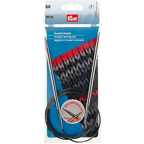 Prym 212166 Rundstricknadeln MS 100 cm 5,00 mm silberfarbig von Prym