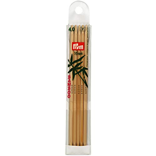 Prym 221204 Strumpfstricknadeln, 15 cm, 4,00 mm Strumpfstricknadel, Bambus, Natur, 4 mm von Prym