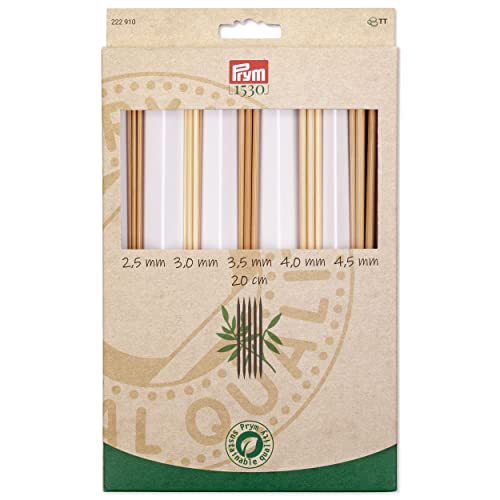 Prym 222910-1 Double-Pointed Knitting Needles Set, Bamboo, 2.5-4.5mm Stricknadeln aus Bambus, 20 cm, 2,5-4,5 mm, Holzfarben Prym 222910-1 Double-Pointed Knitting Needles Set, Bamboo, 2.5-4.5mm Stricknadeln aus Bambus, 20 cm, 2,5-4,5 mm, Holzfarben von Prym