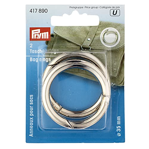 Prym 417890 Taschenringe 35 mm silberfarbig Bag Rings, Silber, Stück von Prym