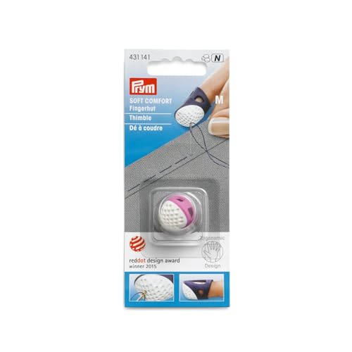 Prym 431141 Fingerhut Ergonomics M – Größe M – ergonomisch, fuchsia/weiß – Soft Comfort – rutschfest, atmungsaktiv – ideal für präzises Nähen – 1 Stück von Prym