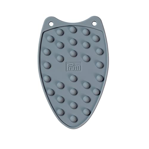 Prym 611909 Bügeleisen-Ablage MINI – Hitzebeständige Silikon-Ablage mit Noppen, 15x10 cm – Rutschfester Untersetzer für Mini-Dampfbügeleisen – kompakt & flexibel, Farbe: Grau von Prym