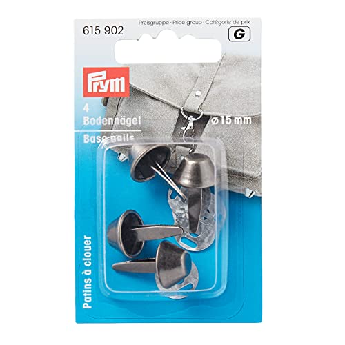 Prym 615902 Bodennägel für Taschen 15 mm Altsilber, Metall: 100%, Silver, Ø 15mm von Prym