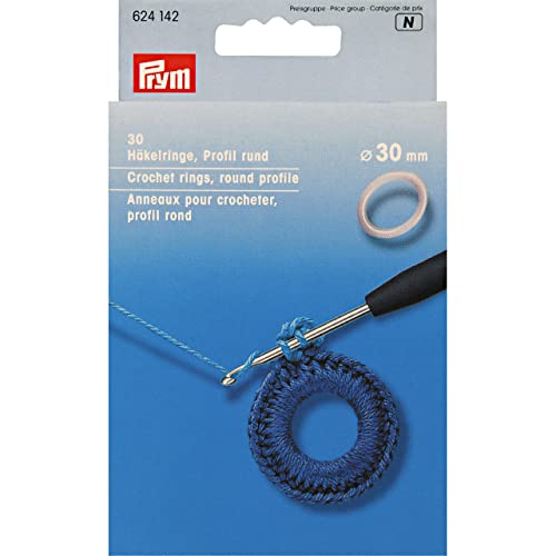 Prym 624142 Häkelringe rund KST 30 mm weiß Crochet Rings, One Size von Prym