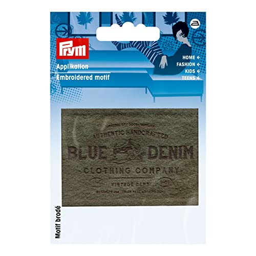 Prym 922003 Applikation Label BLUE DENIM Wildlederimitat oliv von Prym