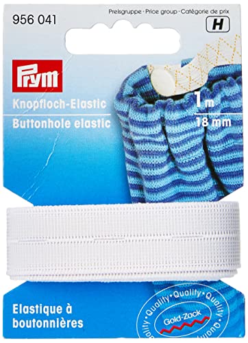 Prym weiß 956041 Knopfloch-Elastic glattes Band, Polyester, 18 mm, 1 m von Prym