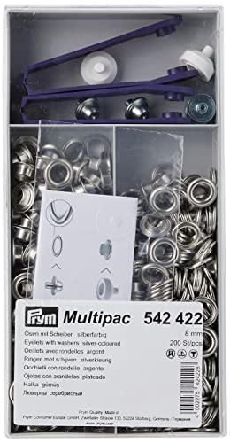 Prym 542422 Ösen und Scheiben MS 8,0 mm silberfarbig, Acrylic, Silber, 8 mm Innen Ø, 200 Stück von Prym