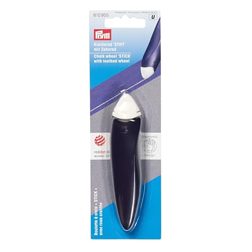 Prym 610955 Kreiderad Stift prym.ergonomics – 11 cm Markierstift mit Kreiderad, ergonomisch, violett/weiß – für feine Kreidelinien auf Stoff, mit Kreidepulver, für Rechts- & Linkshänder von Prym