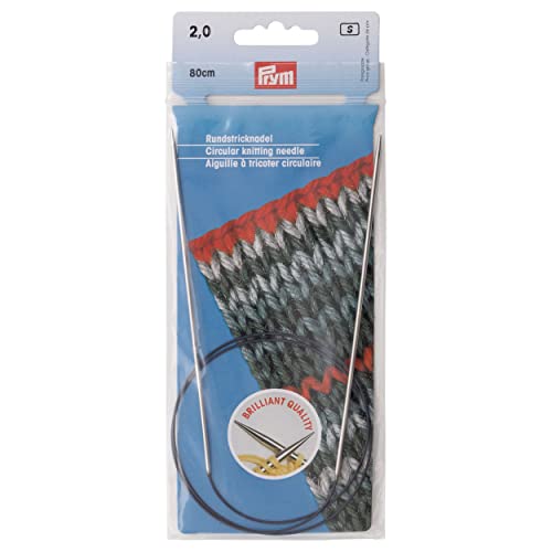 Prym Rundstricknadeln, Messing, 81,3 cm, 2 mm, silberfarben von Prym