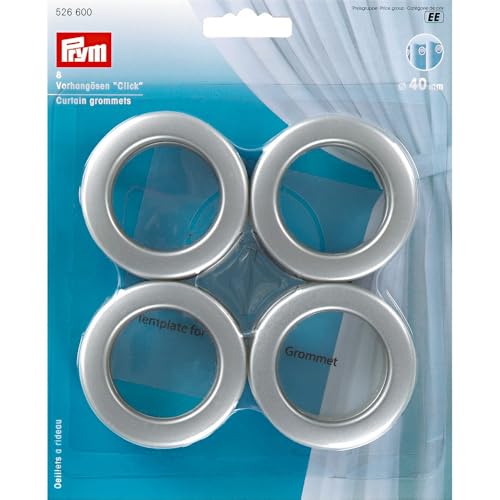 Prym Vorhangösen Click, 40mm, 8 Stück, silber matt, Kunststoff, silberfarbig Prym Vorhangösen Click, 40mm, 8 Stück, silber matt, Kunststoff, silberfarbig von Prym