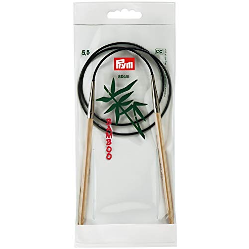 Prym 221509 Rundstricknadeln, 80 cm, 5,50 mm Rundstricknadel, Bambus, Natur, 5,5 mm von Prym