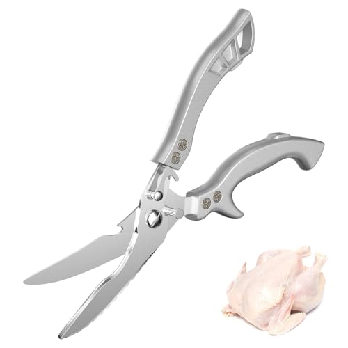Pryzmax Küchenschere, Haushaltsschere, Geflügelschere, Hähnchen Schere Edelstahl, Knochenschere, Geflügelscheren, Fleischschere mit Sicherheitsverschluss, zum Schneiden Hühnerknochen, Fisch, Gemüse von Pryzmax