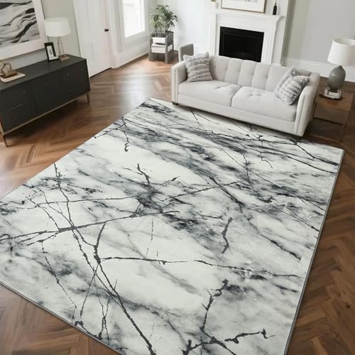 Przemy Teppiche für Wohnzimmer, 12,7 x 17,8 cm, waschbarer Teppich für Schlafzimmer, moderner rutschfester Teppich für Schlafsaal, Kinderzimmer, Esszimmer, Nachttisch, Büro, Grau und Weiß Przemy Teppiche für Wohnzimmer, 12,7 x 17,8 cm, waschbarer Teppich für Schlafzimmer, moderner rutschfester Teppich für Schlafsaal, Kinderzimmer, Esszimmer, Nachttisch, Büro, Grau und Weiß von Przemy