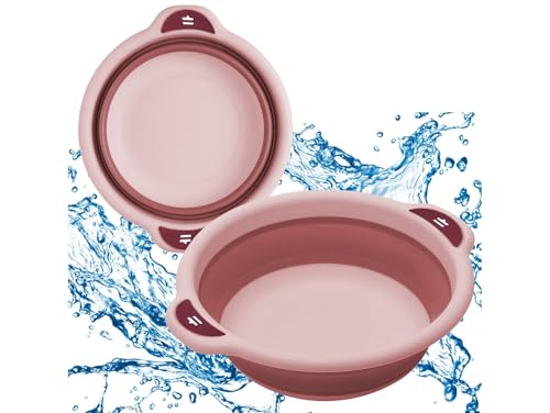 Przydasie Faltbare Schüssel Camping 3L - Silikon Faltschüssel Camping - Faltschüssel Runde - Tragbare Camping Schüssel Faltbar - zum Waschen von Gemüse und Geschirr - Rosa (28 x 9 cm) von Przydasie