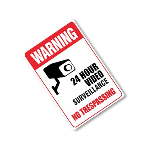 24-Stunden-Videoschild CCTV Warnschild aus Zinn, einfach zu installieren von Psdndeww