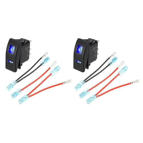 Psdndeww 2pcs wasserdichte Meeresschieber Schalter 12 V 20A Hellblau LED Light 5 Pin 2 Positionsabstocke Waterfeste Marinen Boote Wecker Schalter Umschalten von Psdndeww