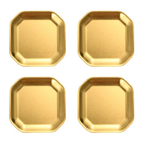 4 effiziente gold-/silberfarbene Edelstahlplatten für robuste und stapelbare Mahlzeiten für Camping-Picknicks und Familienmahlzeiten von Psdndeww