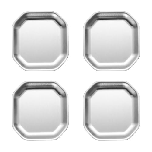 4 effiziente gold-/silberfarbene Edelstahlplatten für robuste und stapelbare Mahlzeiten für Camping-Picknicks und Familienmahlzeiten von Psdndeww