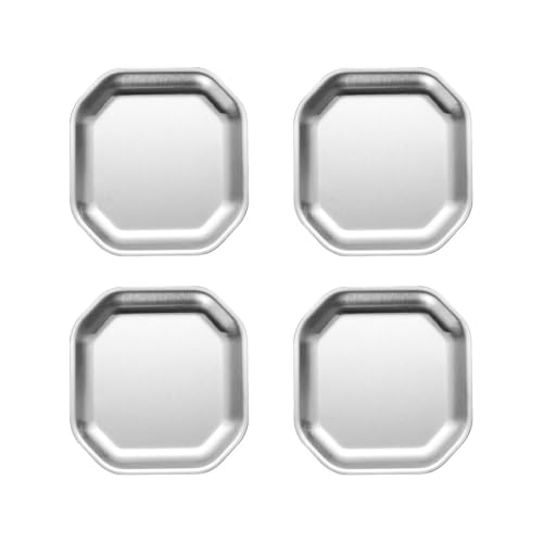 4 effiziente gold-/silberfarbene Edelstahlplatten für robuste und stapelbare Mahlzeiten für Camping-Picknicks und Familienmahlzeiten von Psdndeww