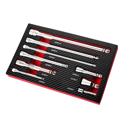 9-teiliges Mehrzweck-Drehkopf-Steckschlüssel-Adapter-Set, federbelastete Arretierung, Kugel-Stecknuss, Verlängerungsstange, Mechaniker-Werkzeug-Set, Verlängerung von Psdndeww