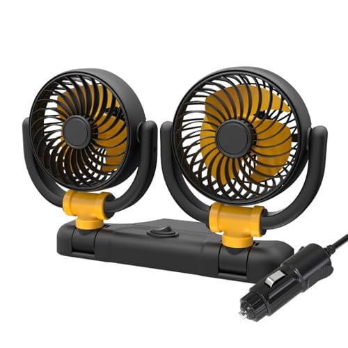 Autoventilator, USB/12 V/24 V, 360 Grad verstellbar, doppelter Kopf, elektrischer Ventilator mit 2 Geschwindigkeiten Autoventilator, USB/12 V/24 V, 360 Grad verstellbar, doppelter Kopf, elektrischer Ventilator mit 2 Geschwindigkeiten von Psdndeww