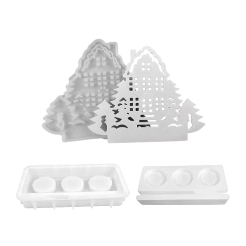 DIYS Gießform Kerzenhalter Silikon Handy Craft Formen 3D Baum Haus Licht Lampenfassung Formen Home Decor von Psdndeww