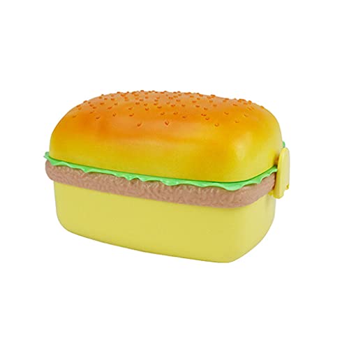 Hamburgerform Lunchbox Doppelschicht Burger Box Lunchbox Kinder Schule Essen Behälter Löffel Gabel Set von Psdndeww