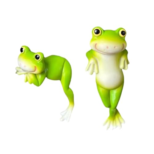 Psdndeww 2pcs Harz Frösche Gartenstatuen Ornamente Skulpturen Dekorative Töpfe Kleiderbügel Für Balkon Fensterschwelle Outdoor Dekoration Froschkante Dekore Set von Psdndeww
