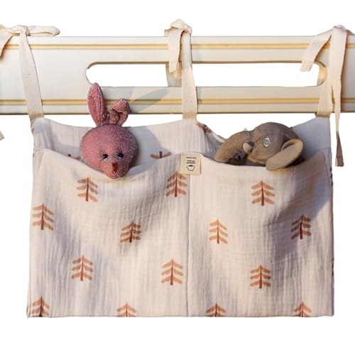 Psdndeww Einfache Installation Baumwollkrippe Hanging Organizer Beutel Mit Doppelten Großen Taschen Für Windeln Flaschen Spielzeugkrippen Seiten Organizer von Psdndeww