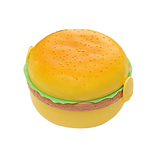 Psdndeww Hamburgerform Lunchbox Doppelschicht Burger Box Kinder Schule Essen Behälter Löffel Gabel Set Gelb von Psdndeww