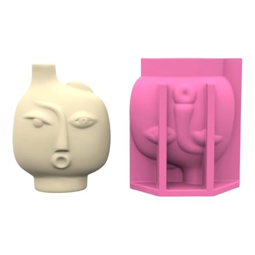 Silikonform in Vasenform in Blumentopfform, abstrakte Gesichtsform für Heimdekoration von Psdndeww